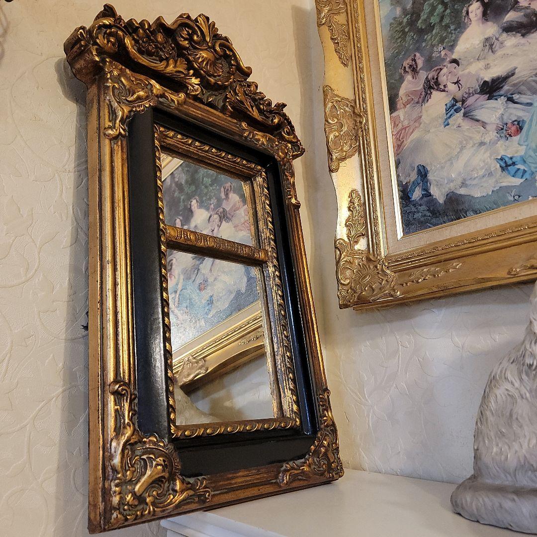 クラシカルな バロック調　 壁掛け鏡 　ウォールミラー　アンティークヴィンテージ