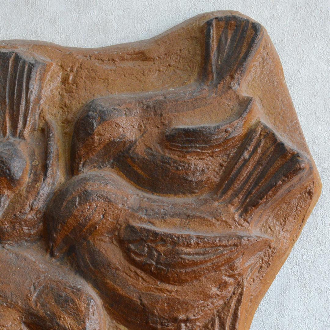 Soholm スーホルム 雀 陶板 鳥の彫刻 壁掛け 北欧雑貨 ヴィンテージ置物