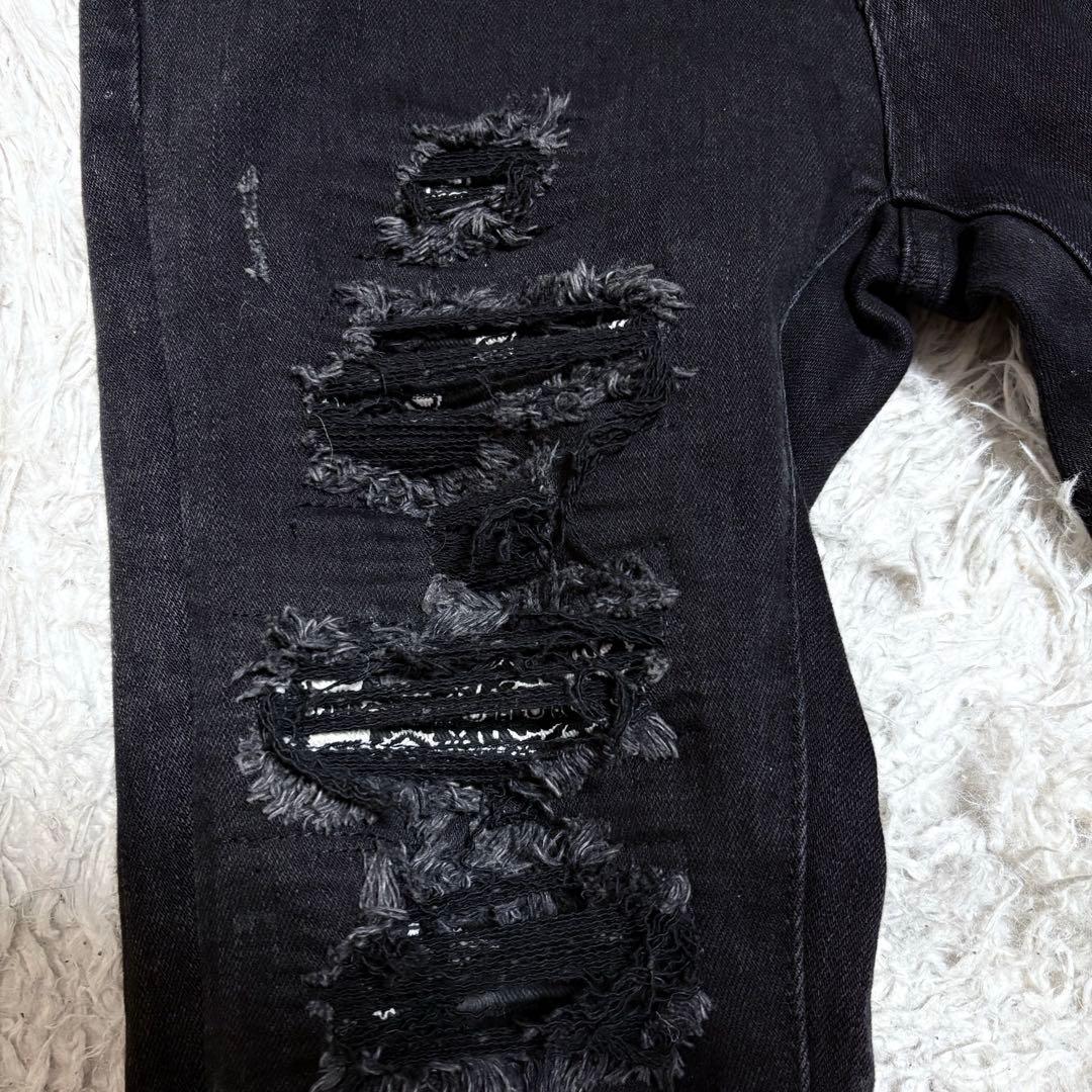 【極美品】mnmlミニマル　ダメージ加工スキニーデニムジーンズ　バンダナ　w30