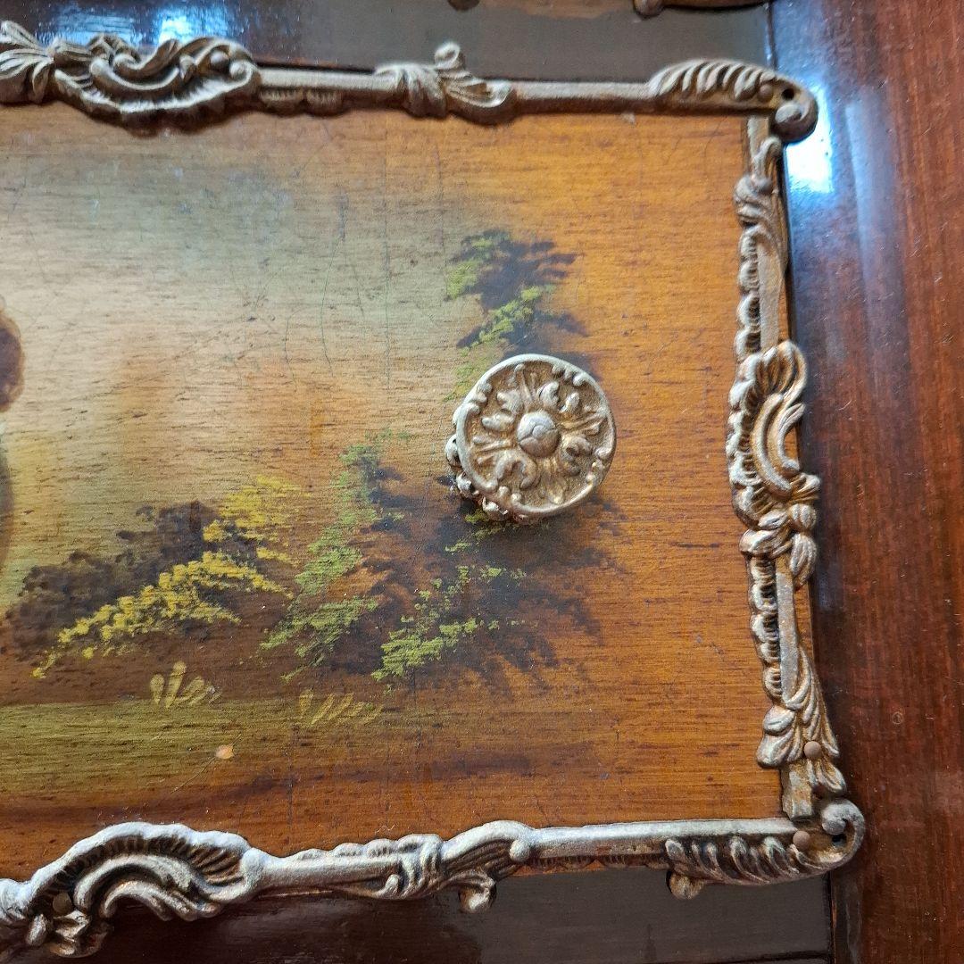 アンティーク※MarioColciagoサイドテーブル 手描き絵画付きイタリア製