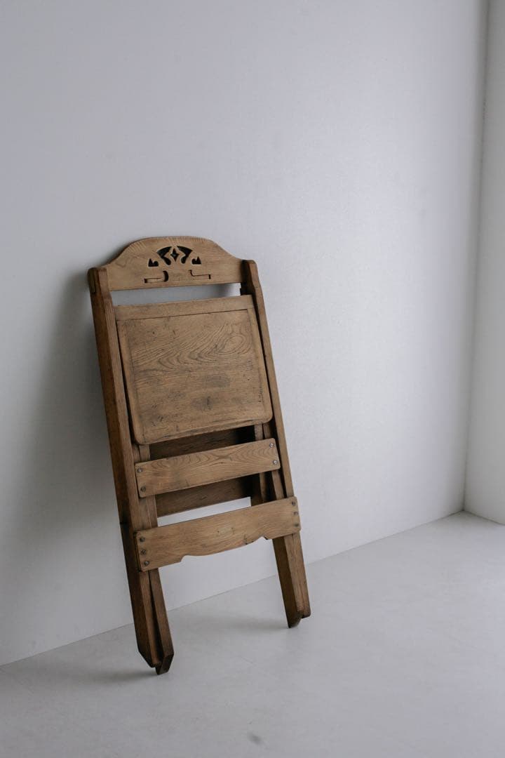 開閉式 飾り棚　展示台　透かし彫り　欅　無垢材　古家具　古道具　無垢インリア