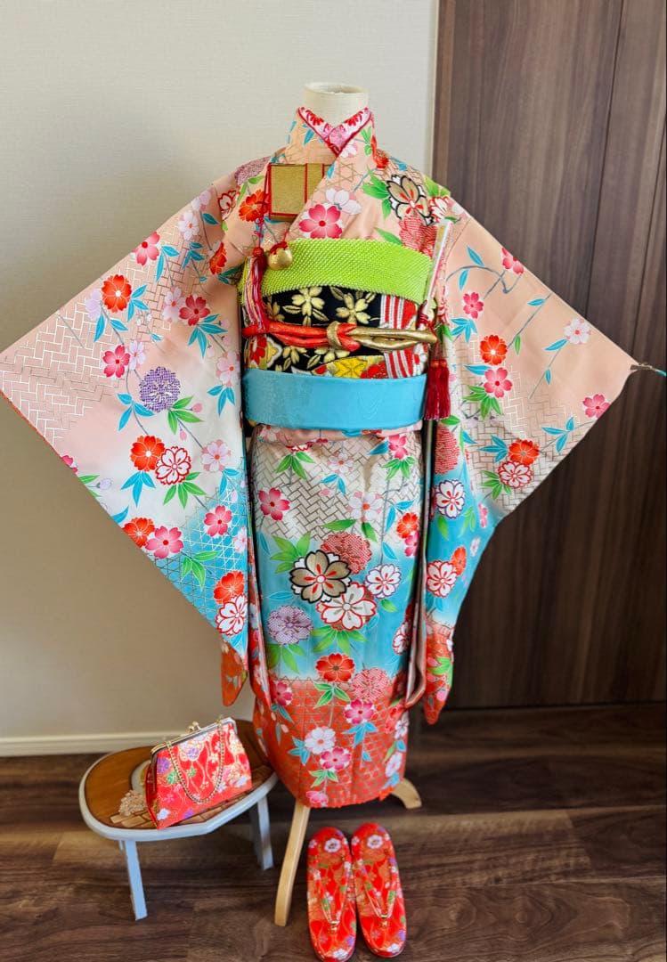 専用です★正絹　枝垂れ桜の華やかな7歳着物フルセット