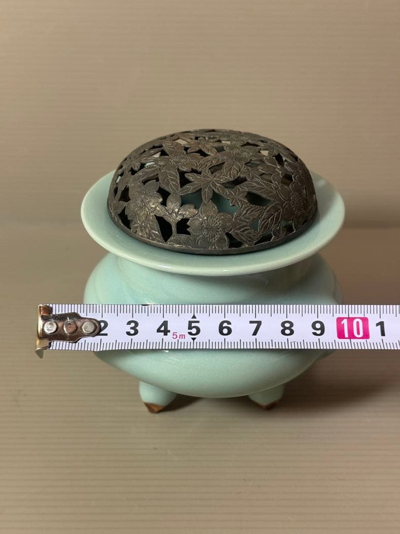 2811 青磁　三足　香炉　時代物