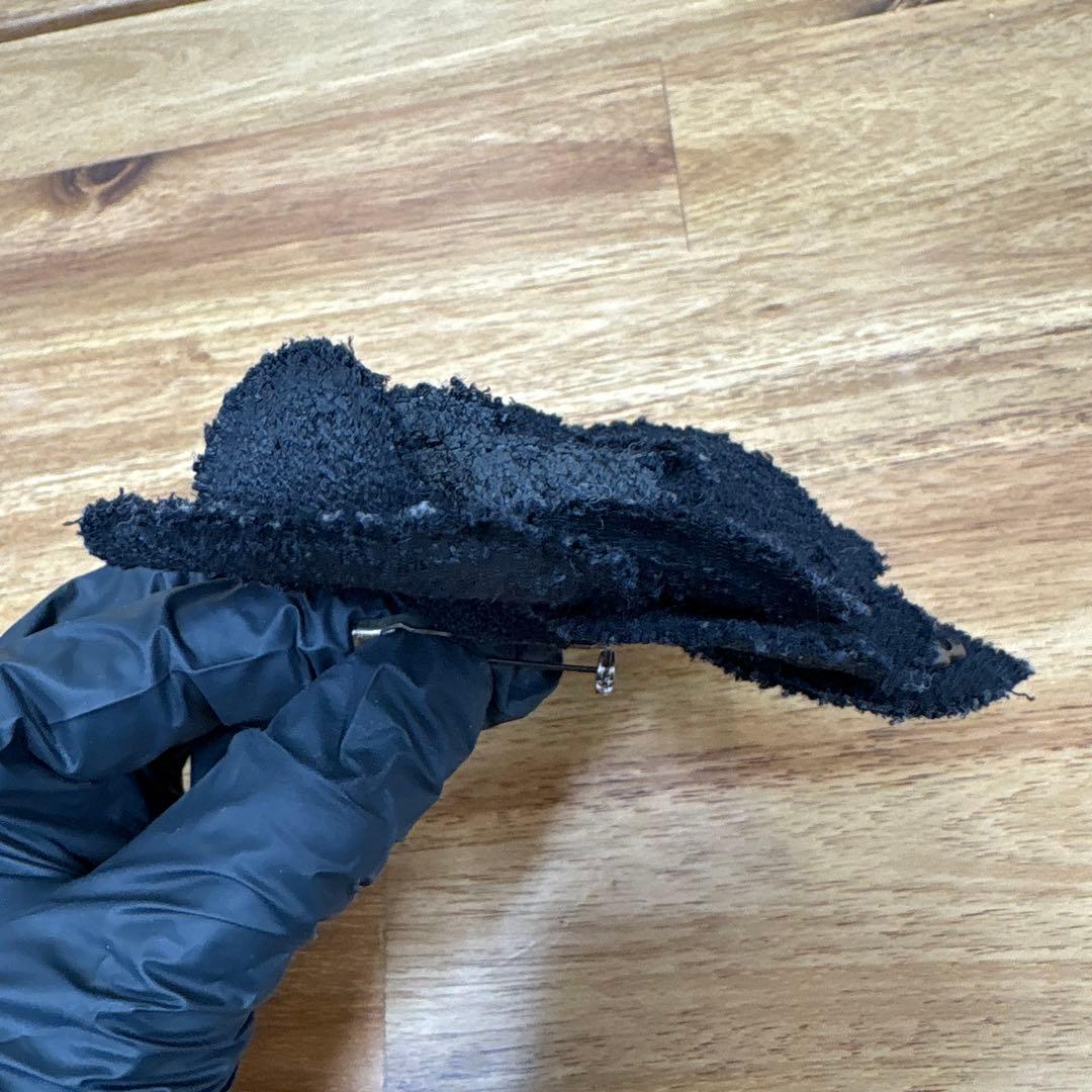 シャネル CHANEL 黒 花型 ブローチ 箱無し