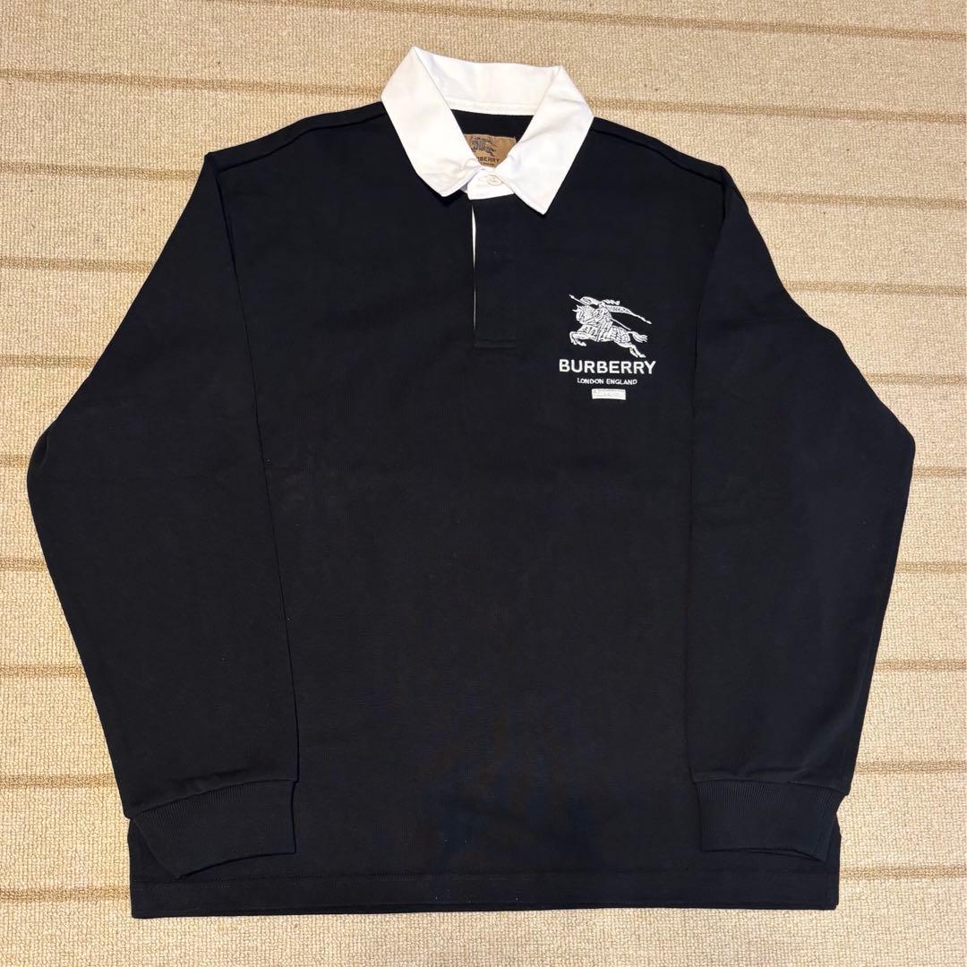 GWセール　シュプリーム　ラガーシャツ 黒 長袖　シュプリーム　バーバリー　S