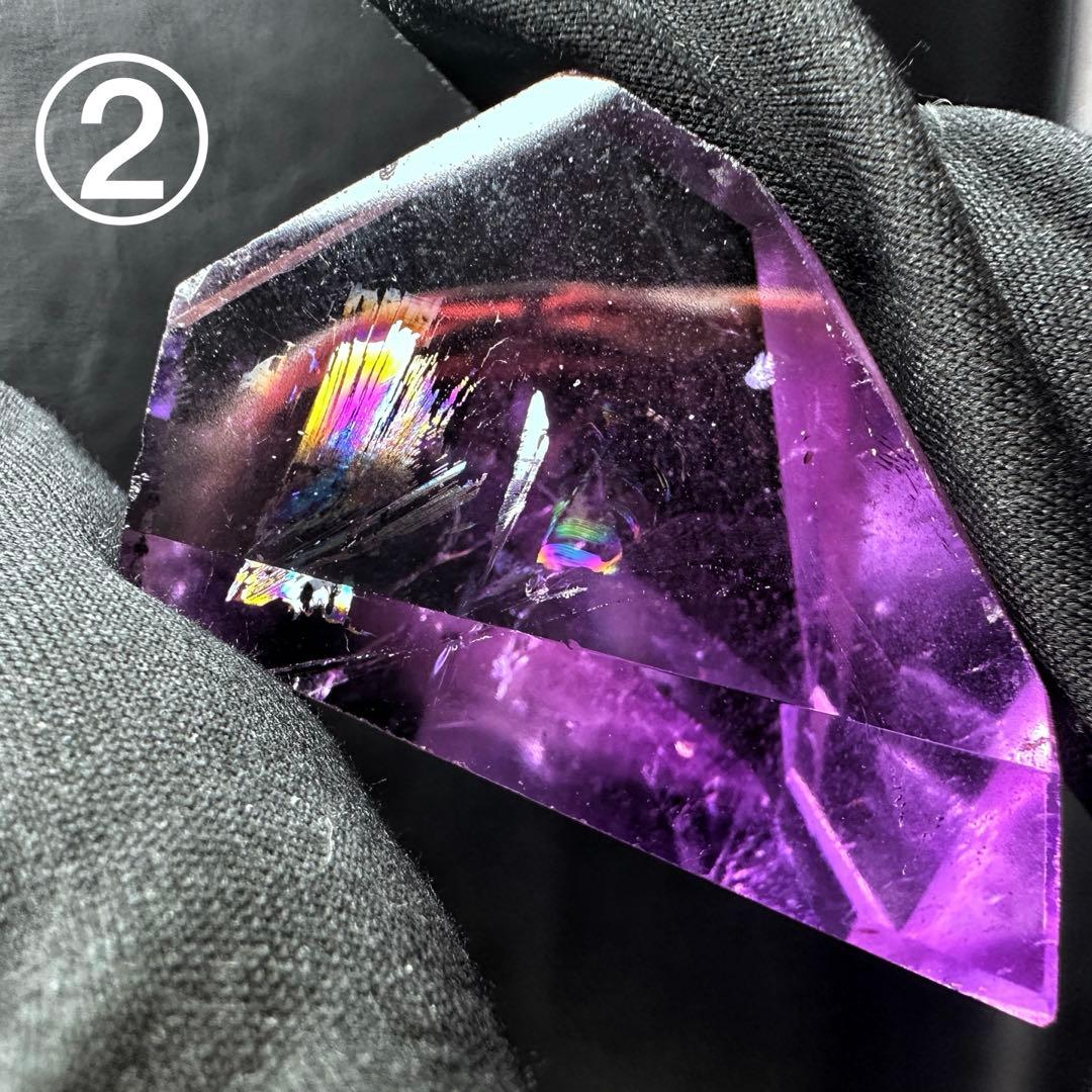 高品質❗アメジスト☆レインボー☆2点セットパワーストーン 置物 天然石A1253