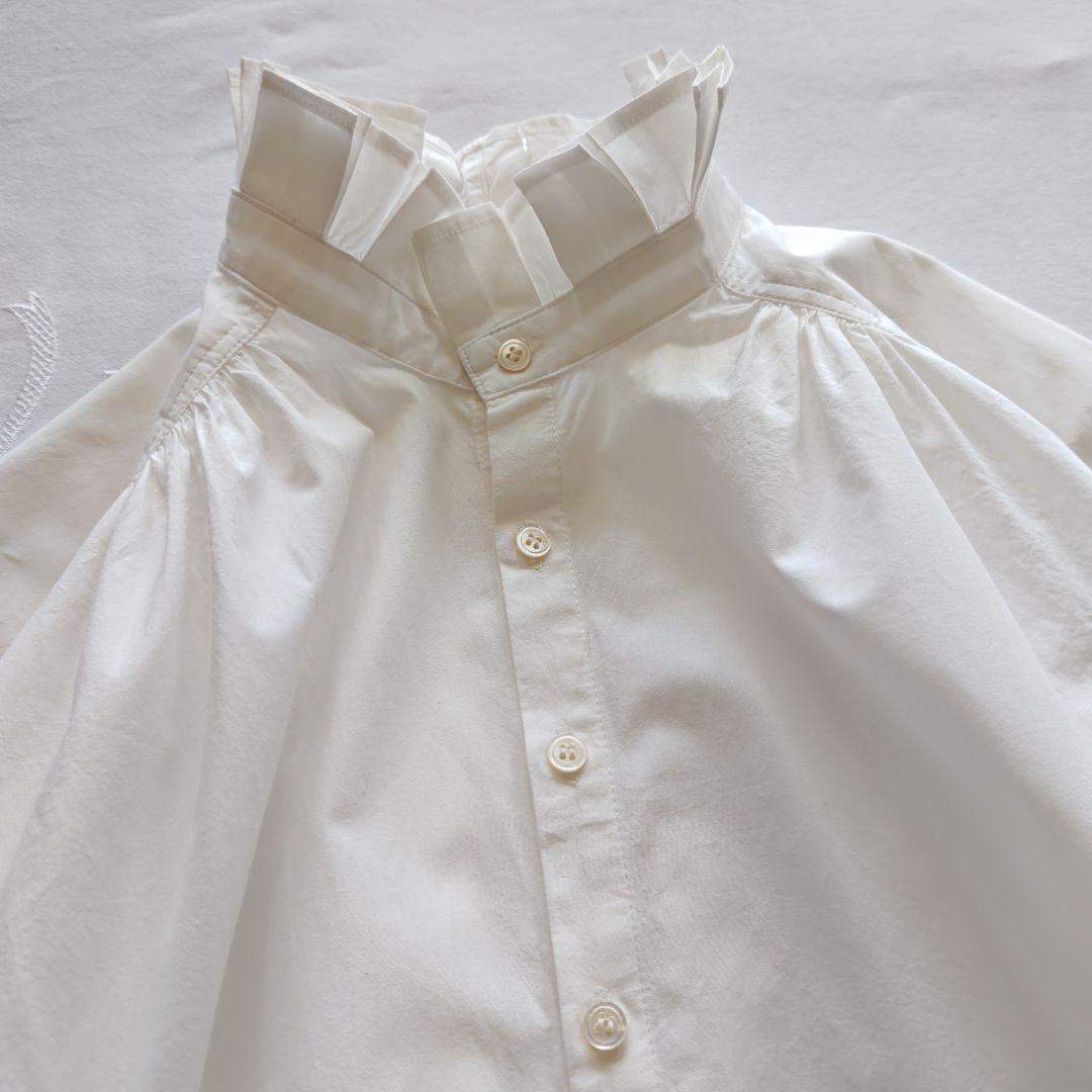 バスコ ハドゥ プルビオ 立襟 フリル ホワイト シャツ ブラウス インド製