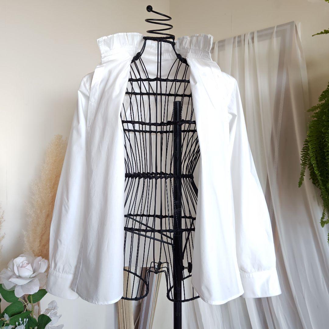 バスコ ハドゥ プルビオ 立襟 フリル ホワイト シャツ ブラウス インド製