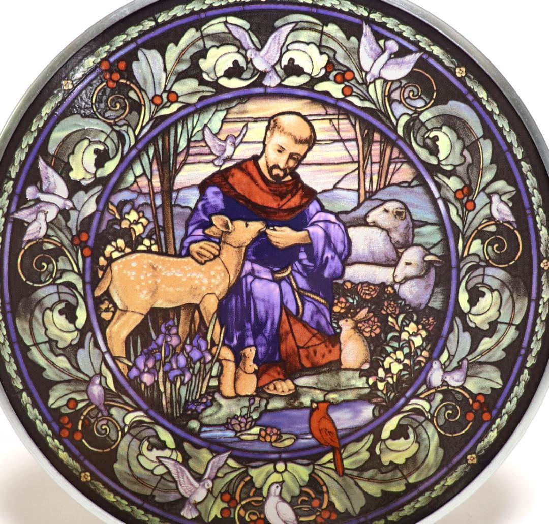 新品 カトリック修道士 フランチェスコと動物たち ヴィンテージ ステンドグラス