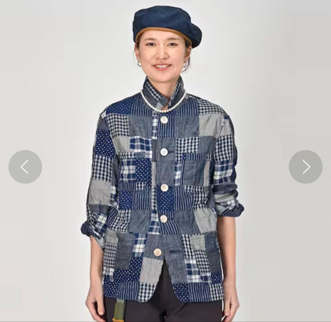 45R ミックスパッチワークの908 4ポケットシャツ インディゴ ユニセックス