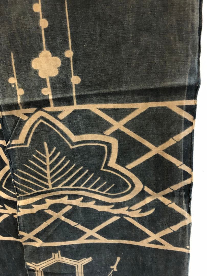 藍染 加賀のれん 時代物 木綿 古布ソ-233 三巾