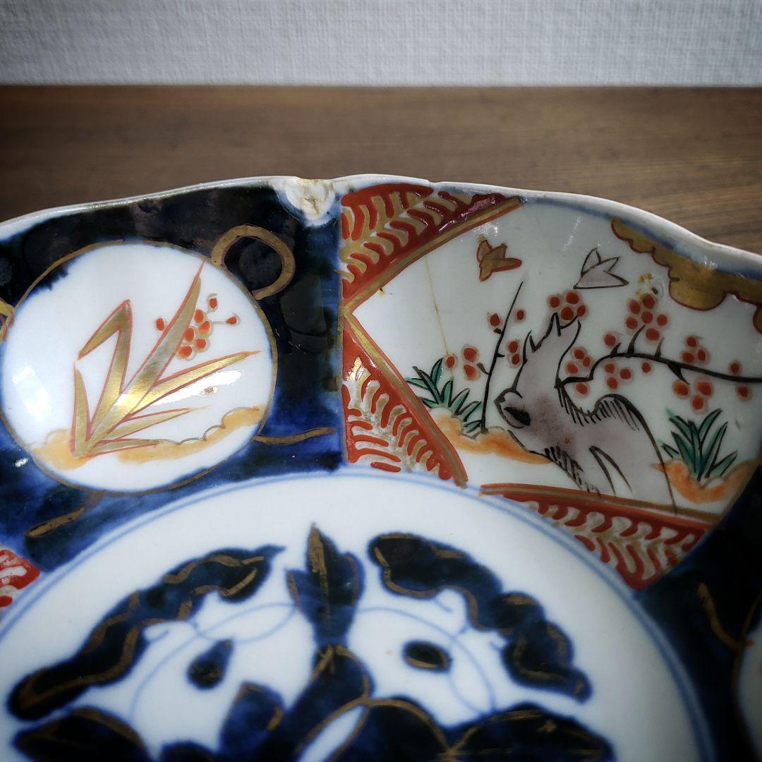 なます皿 色絵付 金彩 2枚 江戸 明治 古伊万里 訳あり ニュウ 欠け