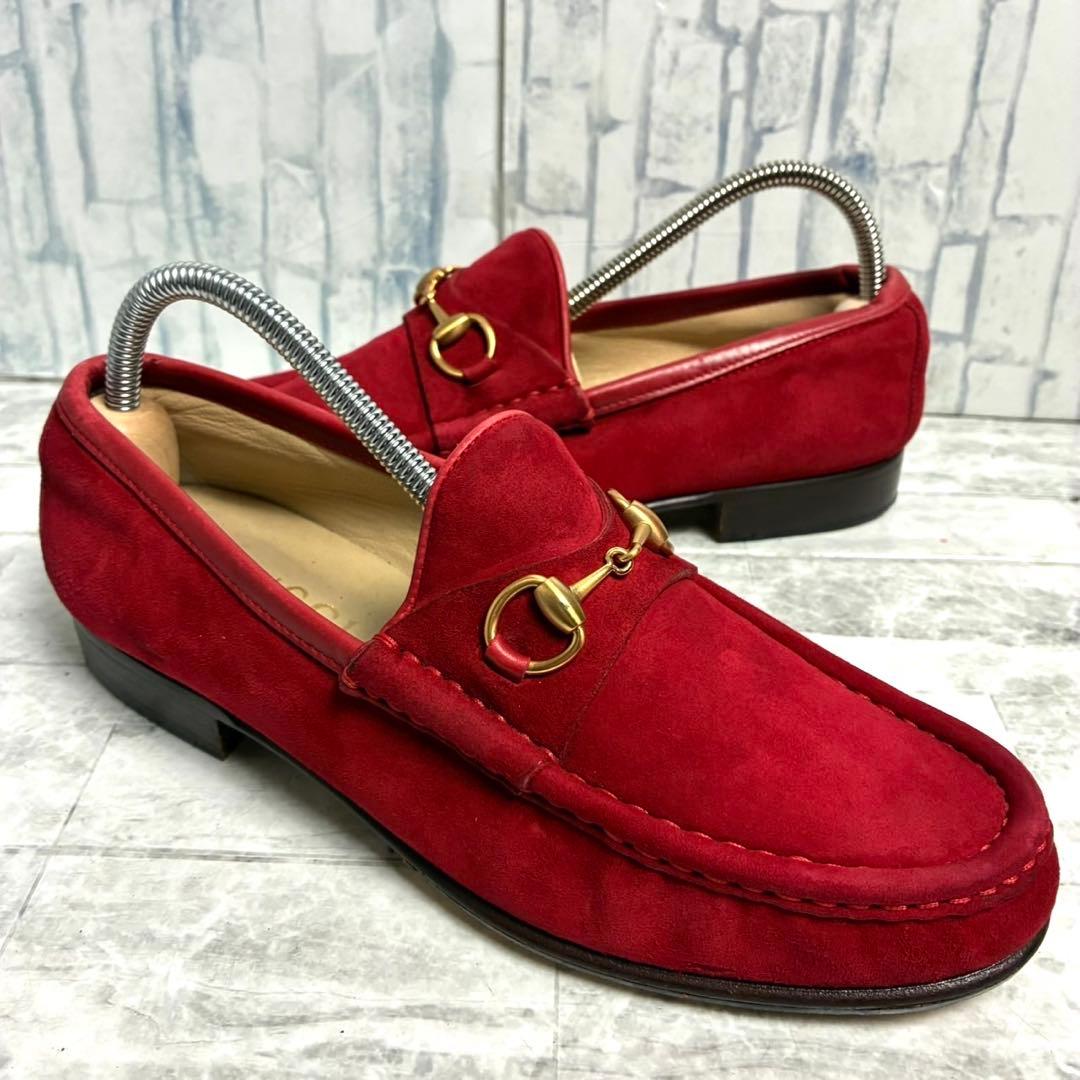 GUCCI グッチ　ホースビット　ビットローファー　スエード　赤