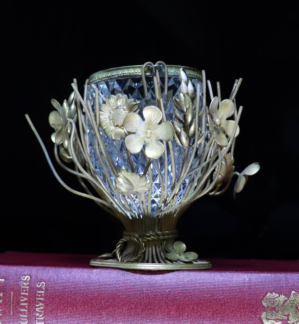 オールド・バカラ 博物館級 ブロンズ装飾 小物入れ ディアマン ビゾー 花瓶