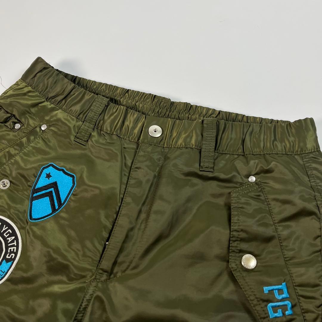 美品 PEARLY GATES 中綿 ナイロン パンツ ワッペン 刺繍ロゴ