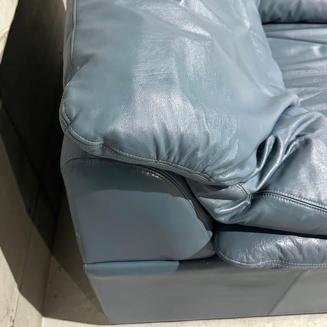 maruni／マルニ 本革1人掛ソファ｜ブルーグレー｜本革＆ボリュームクッション