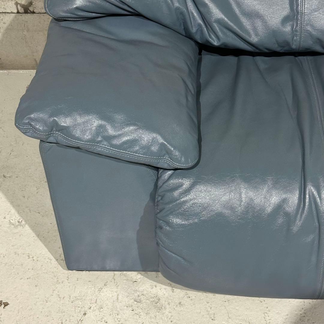 maruni／マルニ 本革1人掛ソファ｜ブルーグレー｜本革＆ボリュームクッション