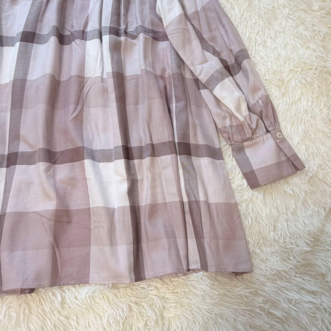 美品　ブルーレーベル クレストブリッジ チェックエアリーツイルブラウス　38