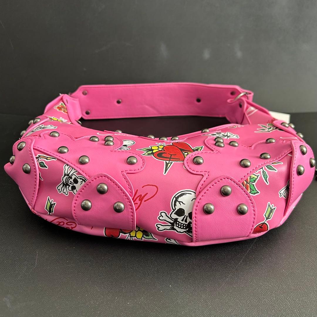 【新品】Ed Hardy エドハーディー　スカル ハンドバッグ y2k ピンク
