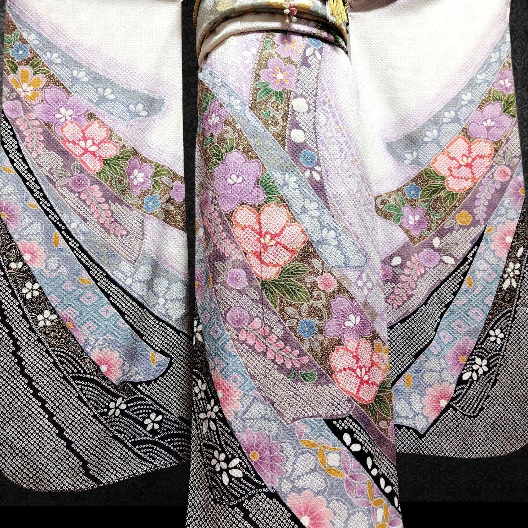 振袖フルセット(8点)・成人式・総絞り・エンボス加工・胴裏正絹・正絹・逸品