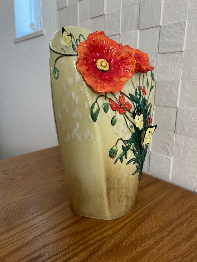 フランツコレクション ゴッホミュージアムコラボ　ポピーと蝶 花瓶 フラワーベース
