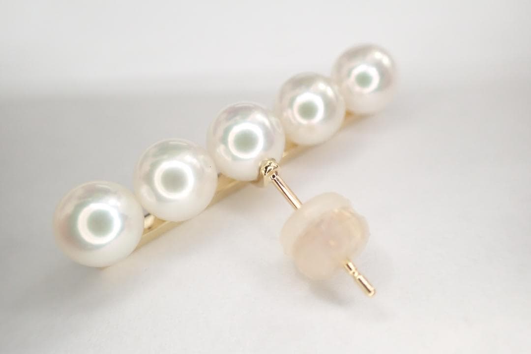 22/美品 田崎真珠 タサキ K18YG 750 バランスプラス パール ピアス