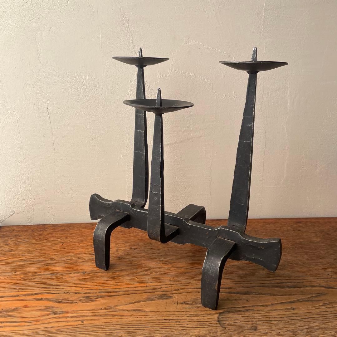 ハンガリー製 アイアン　燭台　ミッドセンチュリー　金工作家　キャンドルホルダー