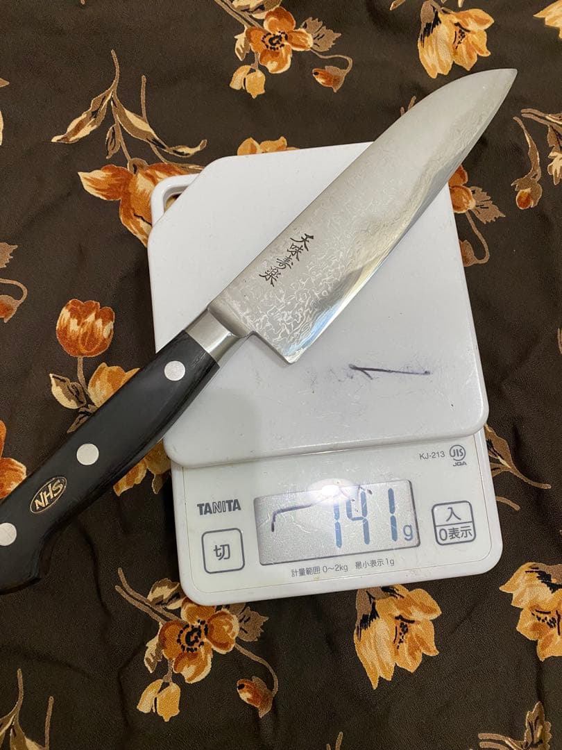 天味寿楽 三徳165mm VG10 ダマスカス 中古品