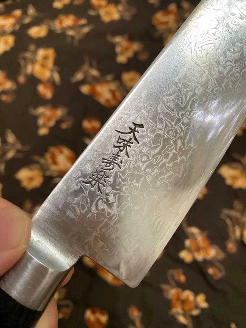 天味寿楽 三徳165mm VG10 ダマスカス 中古品