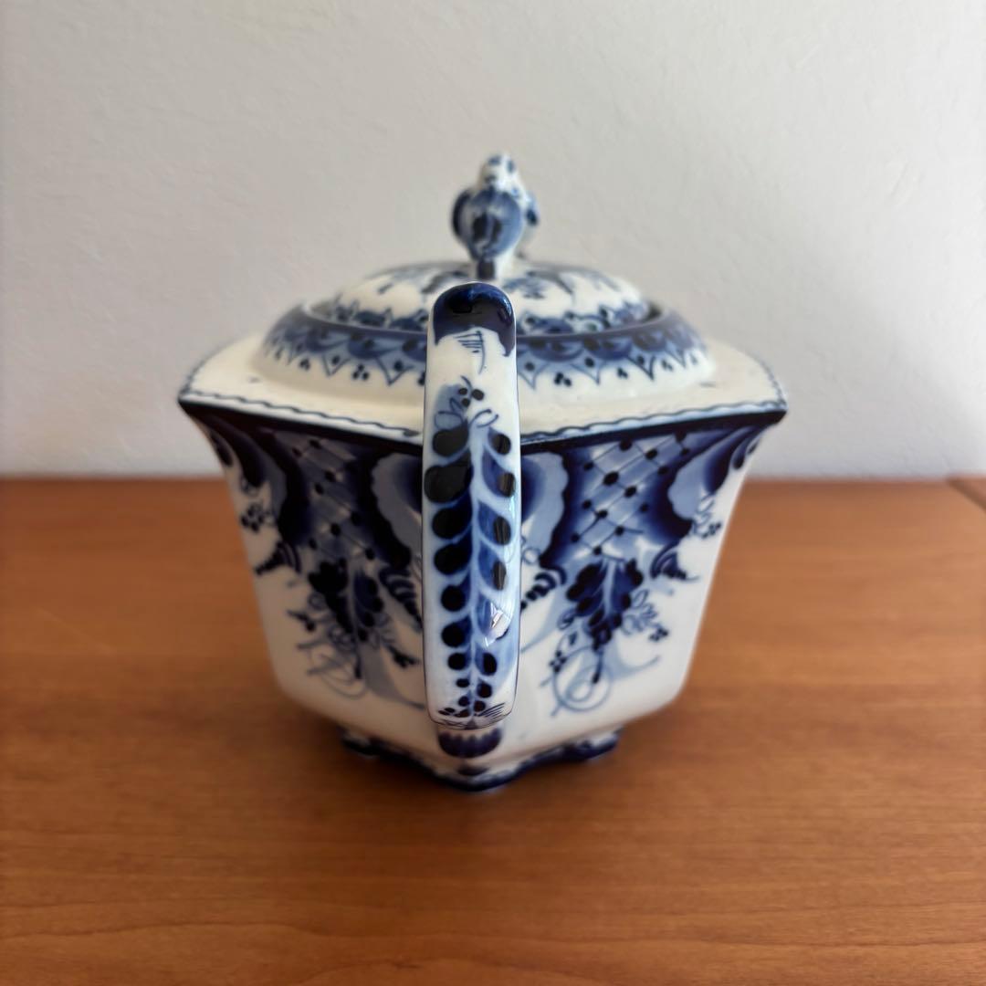 ティーポット&カップ4個セット　グジェリ焼　グジェリ陶器