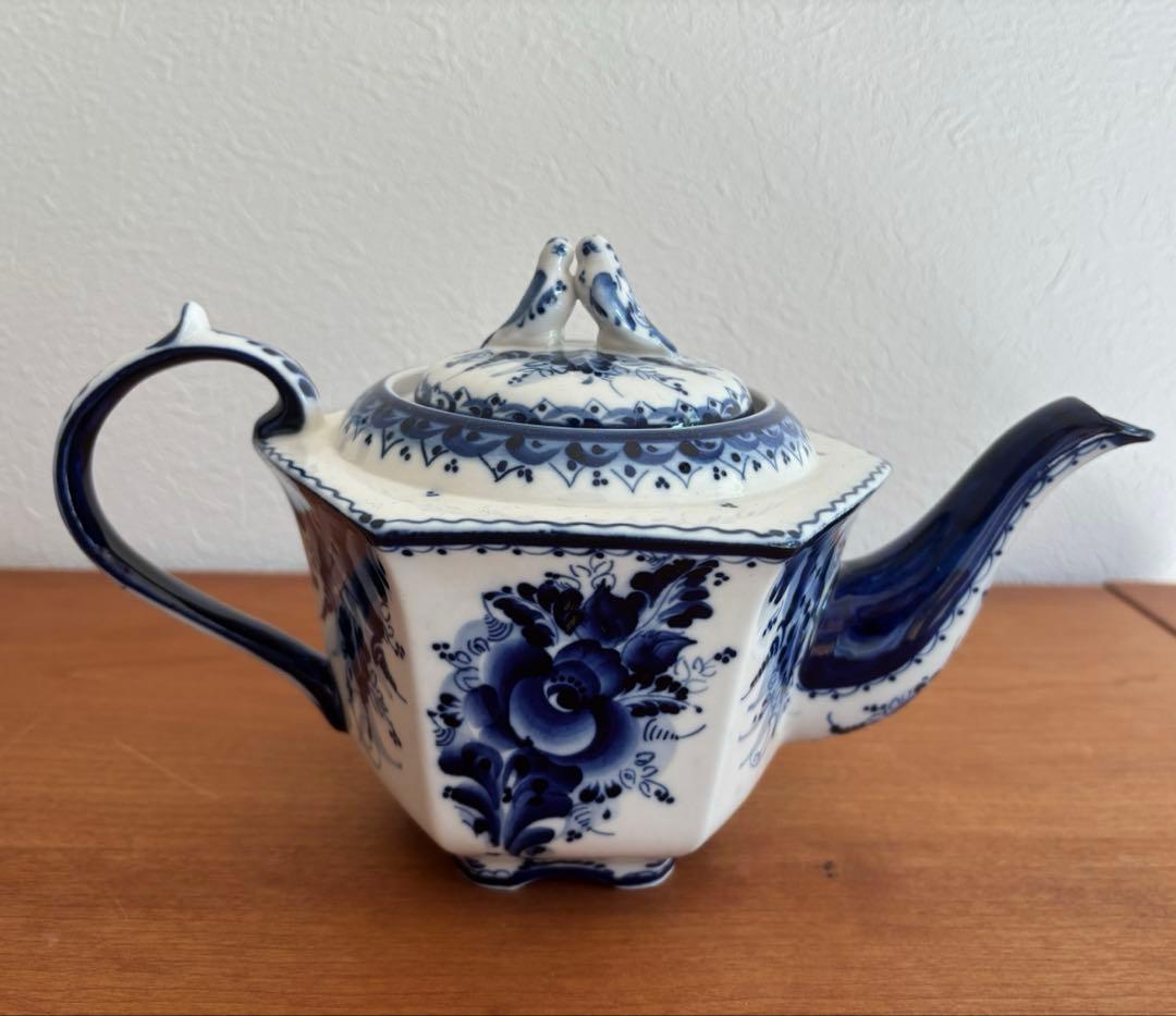 ティーポット&カップ4個セット　グジェリ焼　グジェリ陶器