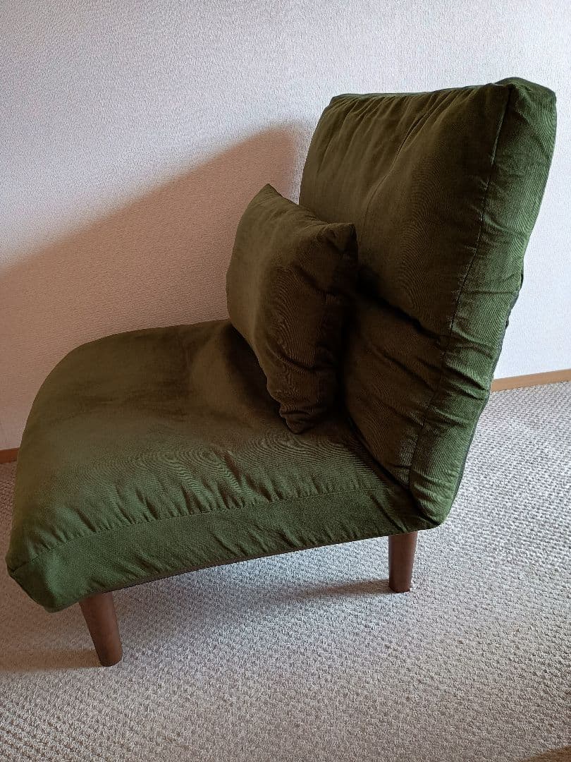 1人掛け ワイド ソファ 7段リクライニング グリーン クッション付き