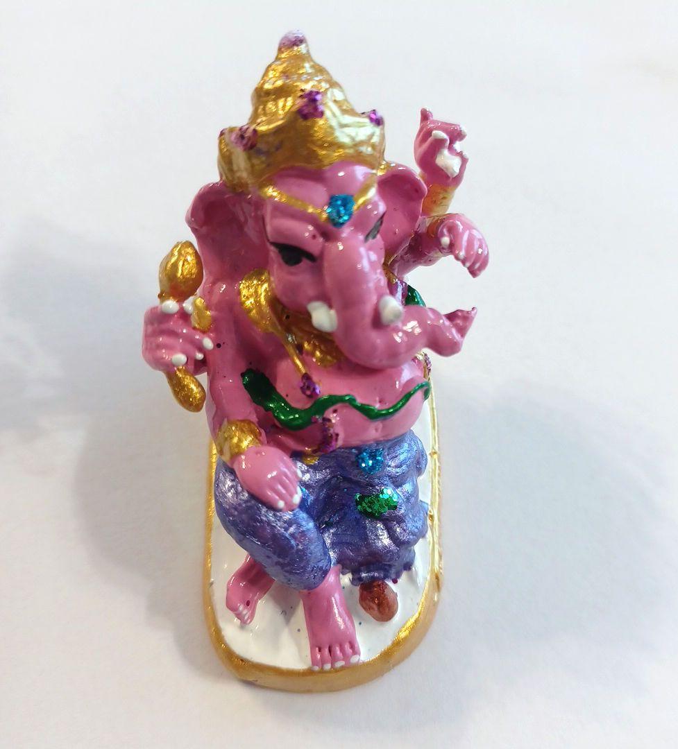 ピンクのガネーシャ像 ミニチュア置物（パープル）