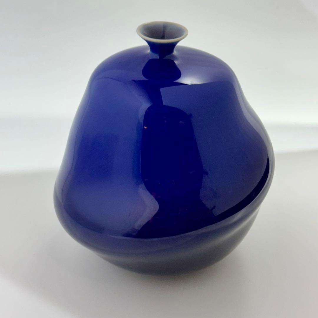 人間国宝 徳田八十吉 深厚耀彩 ひねり壺 金銘 共箱 共布 栞付