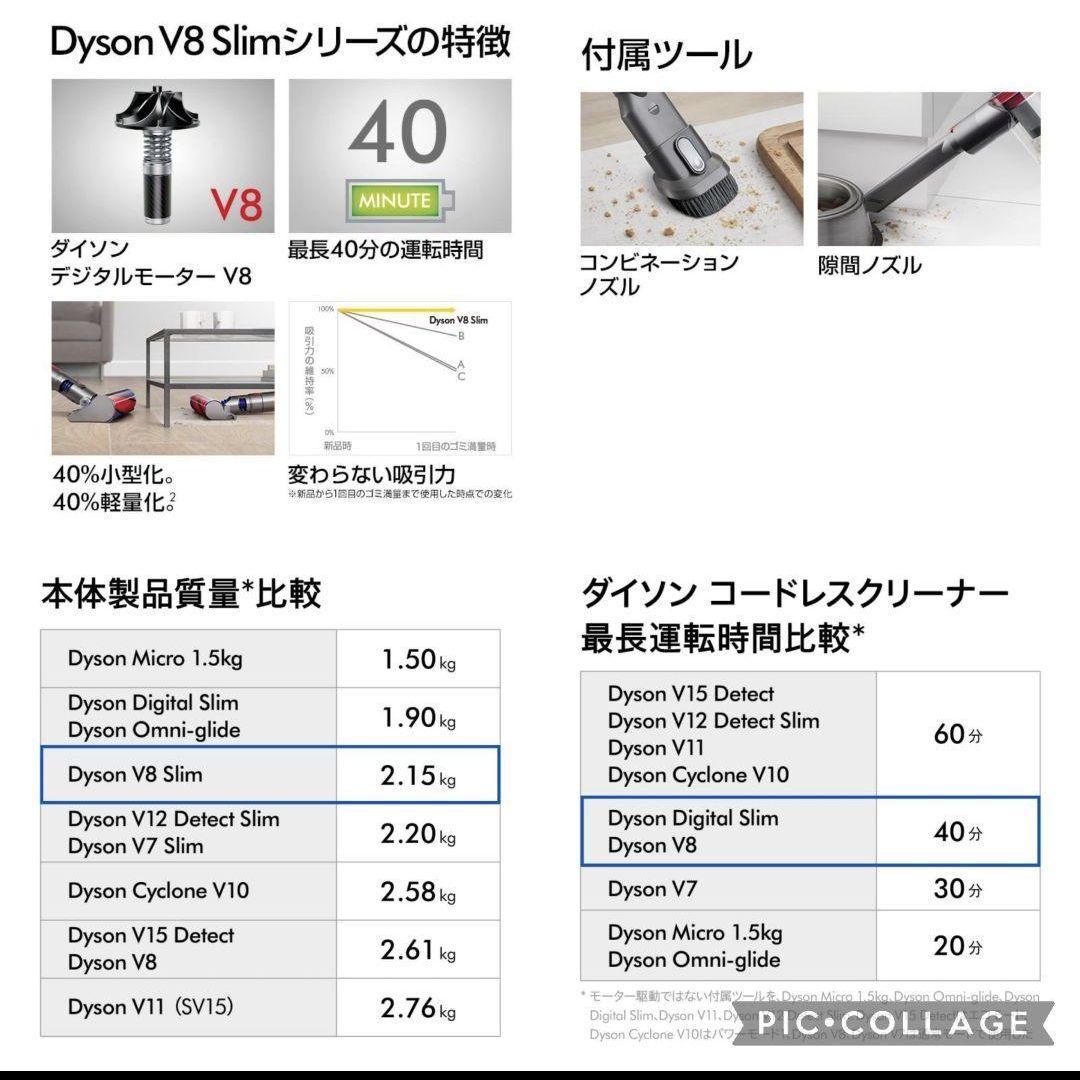 DysonV8 Slim Fluffy サイクロン式コードレス掃除機　最大33分