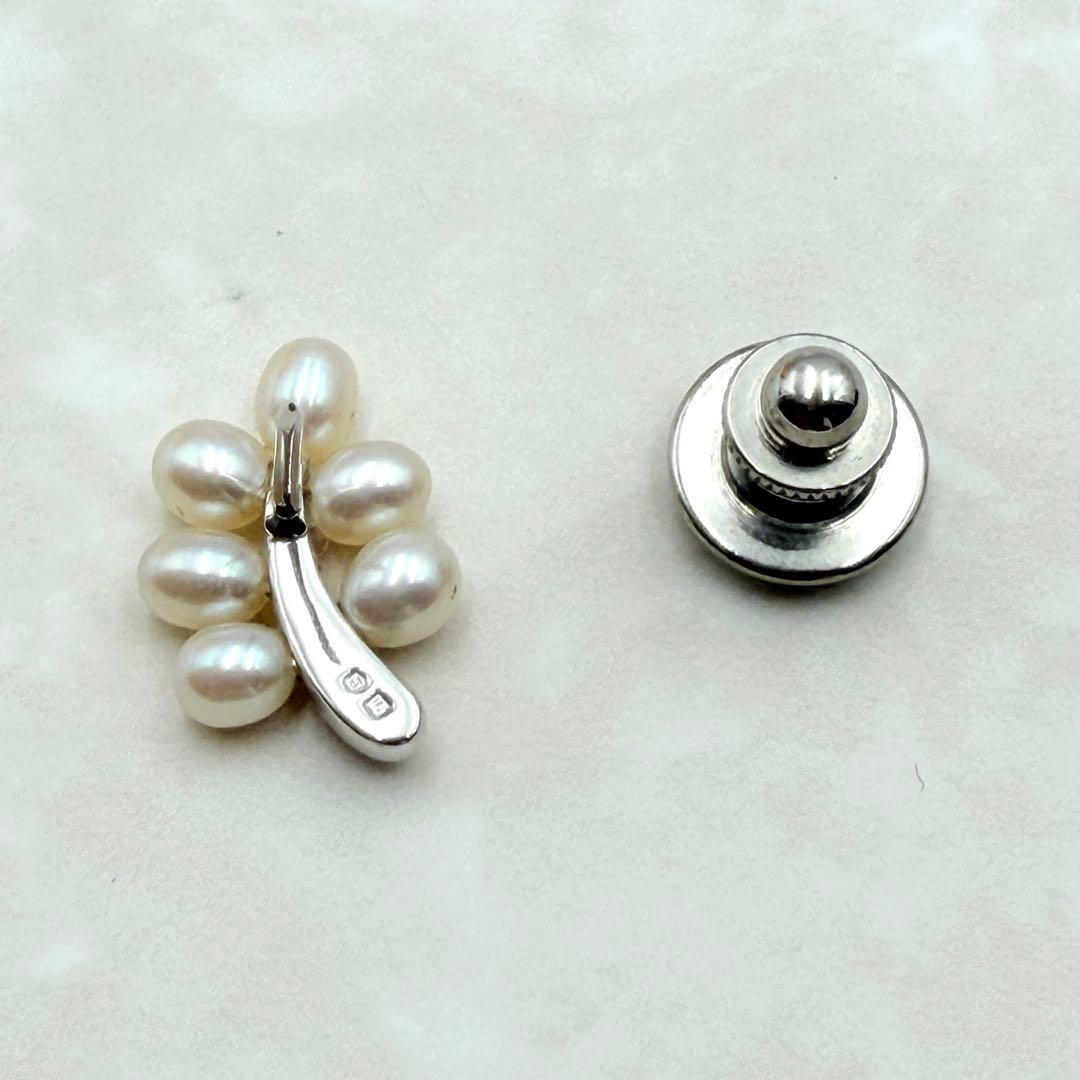 MIKIMOTO ミキモト　ピンブローチ　パール　真珠　シルバー　リーフ　植物