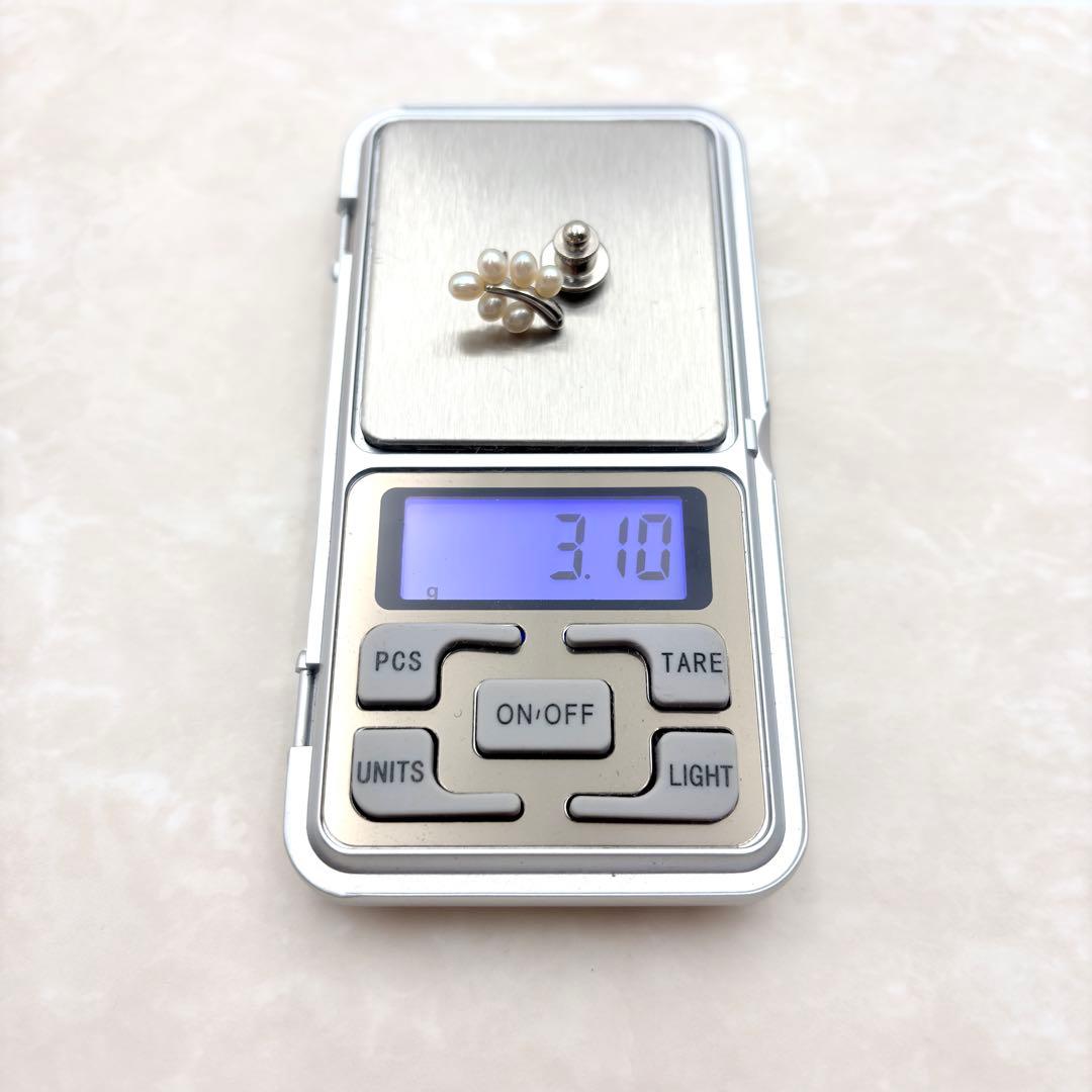 MIKIMOTO ミキモト　ピンブローチ　パール　真珠　シルバー　リーフ　植物