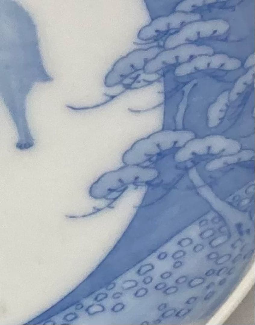 B559b 印判 兎の餠つき 小皿1枚　裏に蝙蝠　図変り　満月　骨董