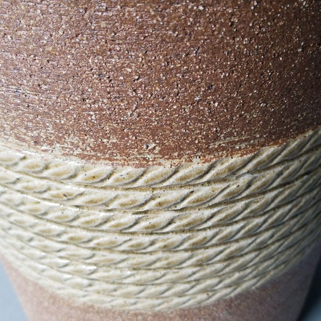 信楽焼傘立て  火色胴線 大容量❗高さ４９cm