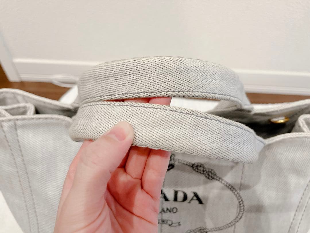 PRADA デニムトートバッグ M カナパ ビアンコ