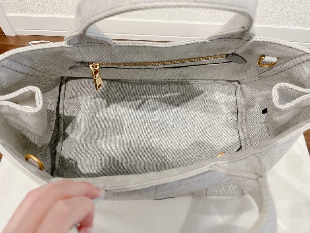 PRADA デニムトートバッグ M カナパ ビアンコ