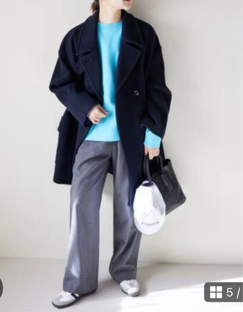 SLOBE IENA ビッグPコート　ジャケット　ネイビー