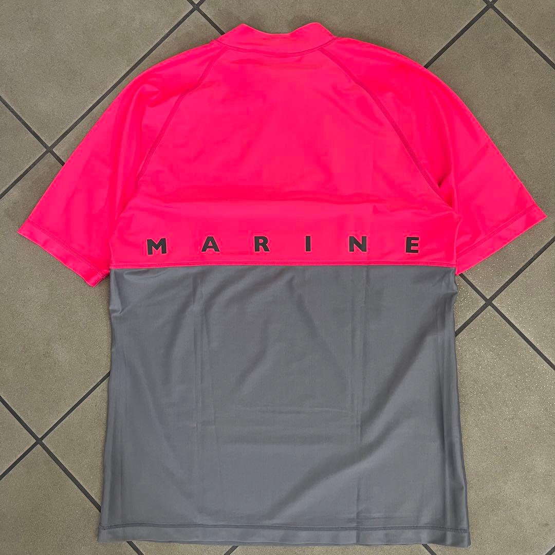 muta MARINE ムータマリン　バイカラー　ハイネック　半袖シャツ　ロゴ