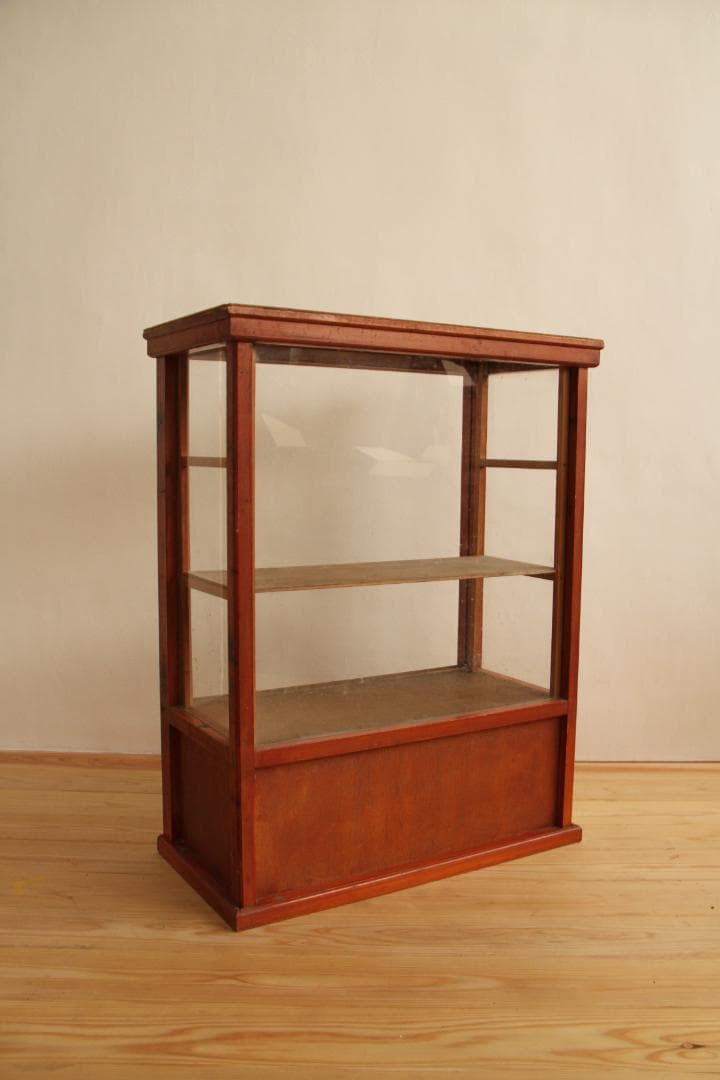 ガラス棚　デイズプレイ棚　店舗什器　棚　木製アンティーク　高さ約90㎝