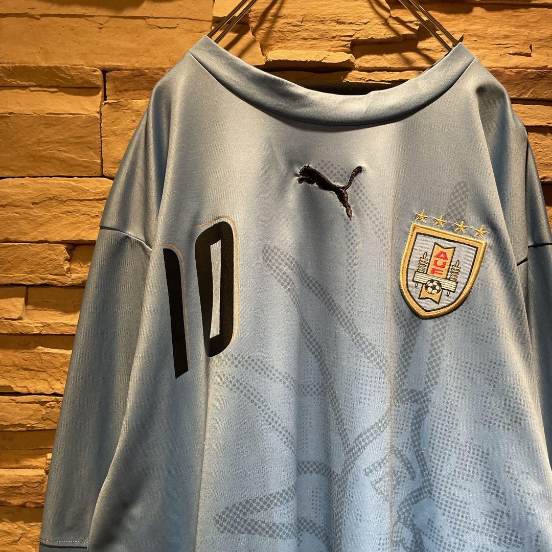 【実使用】PUMA×ウルグアイ代表/透かし太陽デザイン/No10長袖ユニフォーム