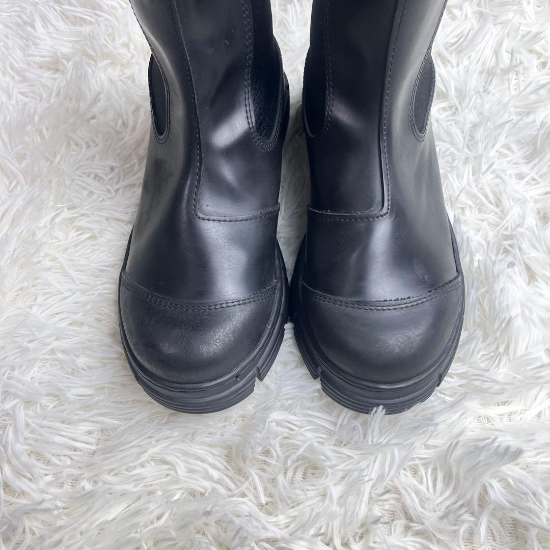 GANNI ガニー リサイクルラバー サイドゴアブーツ ブラック 24cm