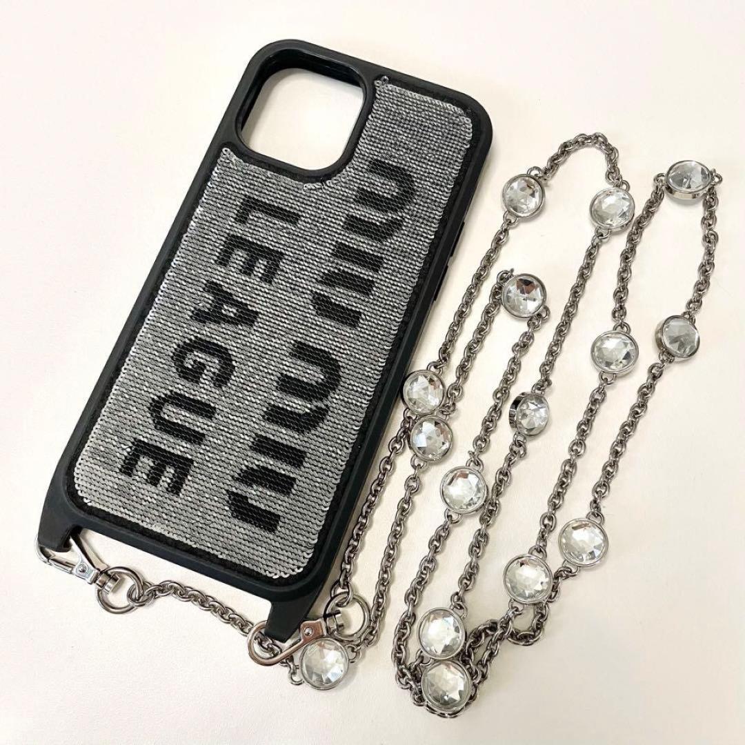 ミュウミュウ miumiu iPhone12 proケース チェーン スマホ