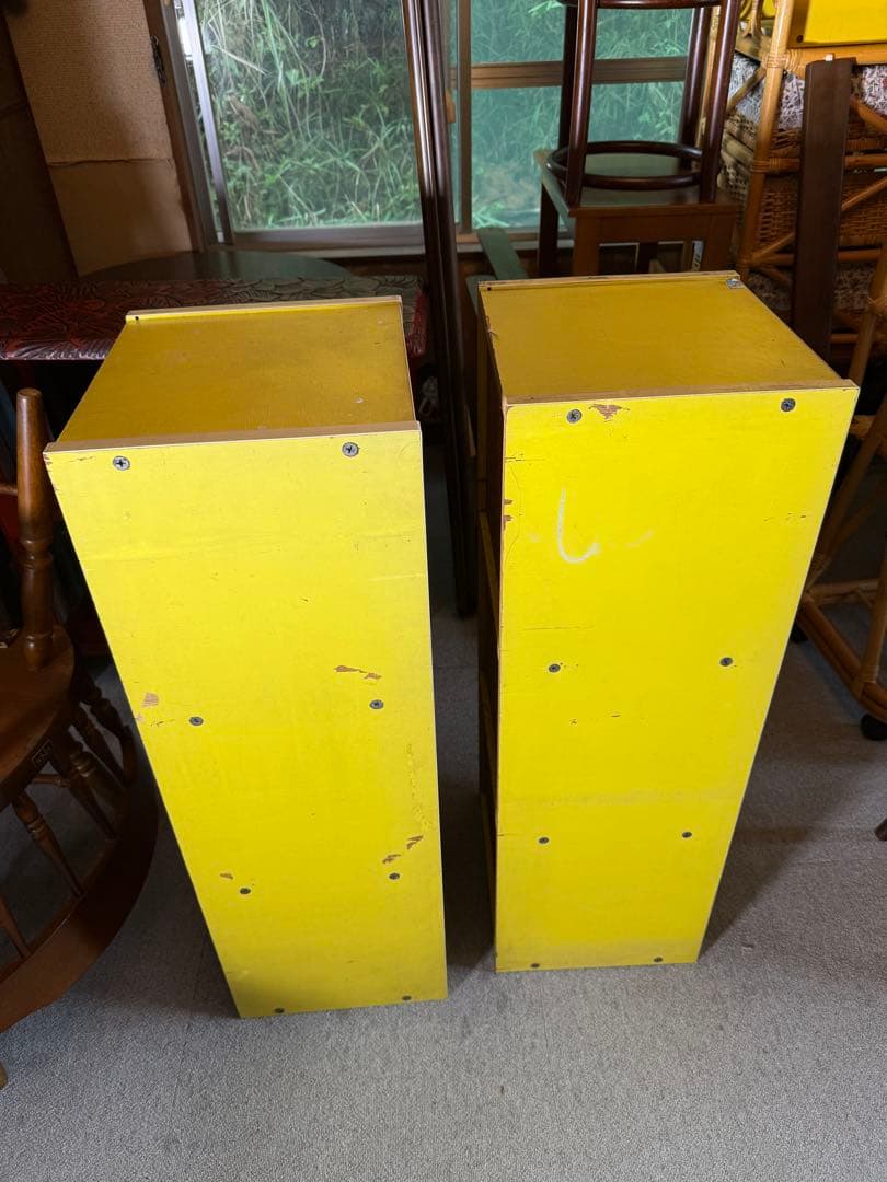 昭和レトロ 木製ラック 2個セット イエロー什器 オープン棚 インテリア収納