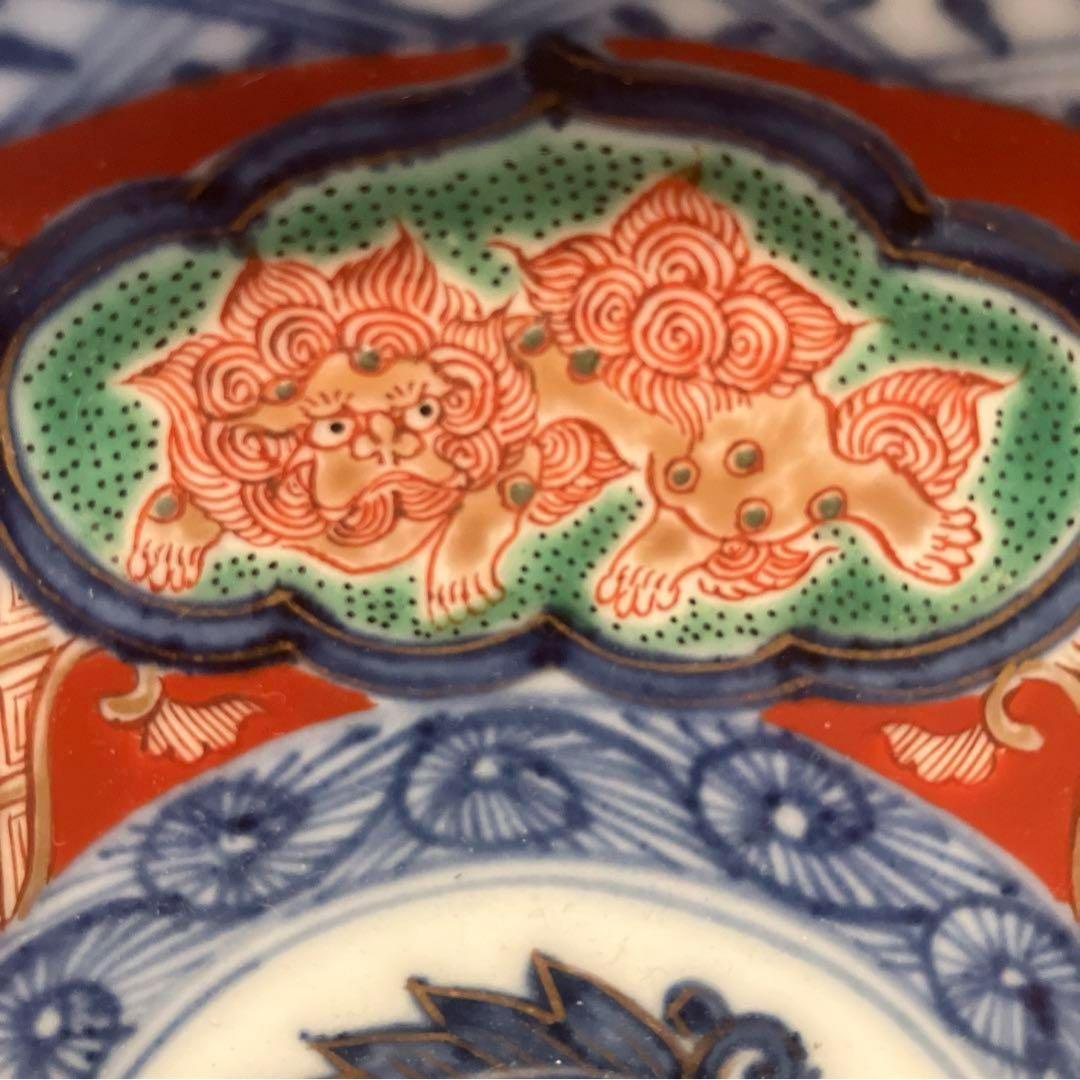 アンティーク九谷焼×伊万里焼狛犬や幾何学模様が精巧に描かれ金彩が美しい豪華絢爛皿
