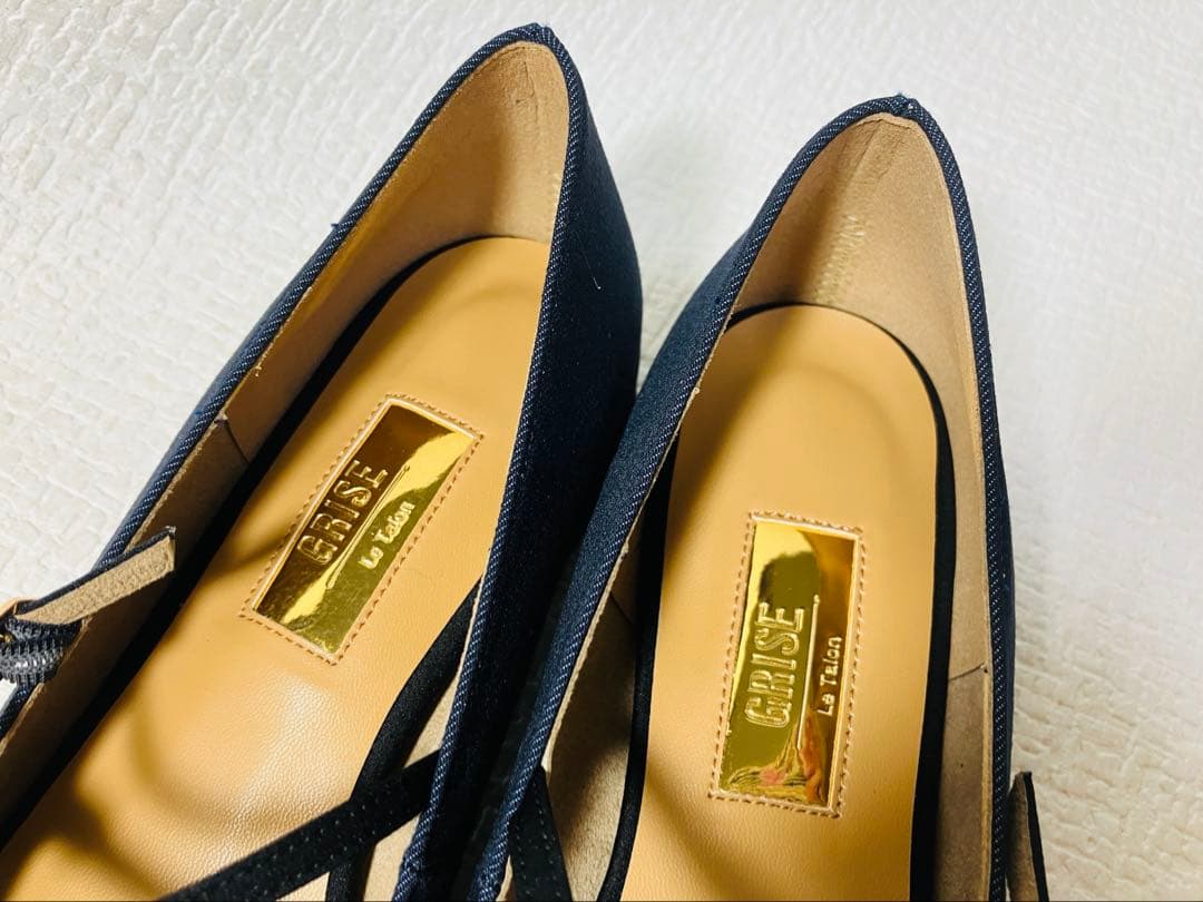 SH73◆新品◆Le Talon GRISE ダブルTストラップフラット24.0